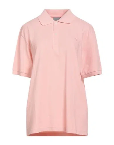 Diadora Woman Polo Shirt Pink Size L Cotton