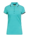 Diadora Woman Polo Shirt Turquoise Size Xs Cotton In Blue