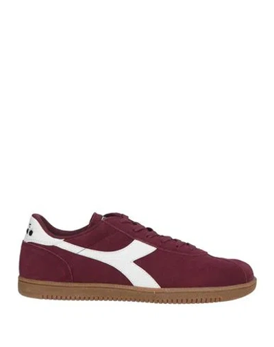 Diadora Woman Sneakers Burgundy Size 9 Leather In Red