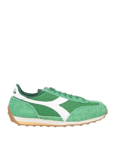 Diadora Woman Sneakers Green Size 9.5 Leather, Textile Fibers