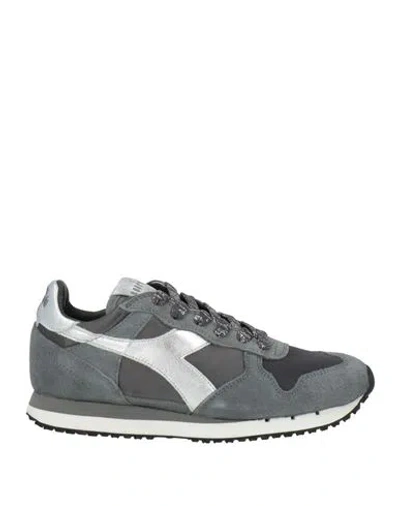 Diadora Woman Sneakers Grey Size 7.5 Soft Leather, Textile Fibers In Gray
