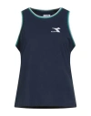 Diadora Woman Tank Top Blue Size S Cotton