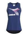 Diadora Woman Tank Top Blue Size Xxs Cotton In Blue