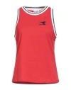 Diadora Woman Tank Top Red Size S Cotton In Red