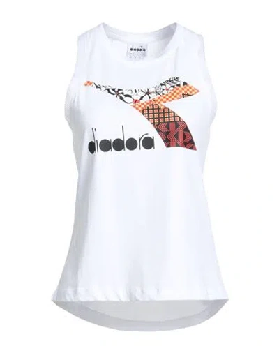 Diadora Woman Tank Top White Size Xxs Cotton