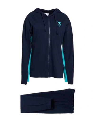 Diadora Woman Tracksuit Navy Size Xs Cotton In Blue