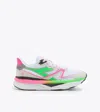 Diadora Women's Atomo V7000 Running Shoe In White Green Fluo Pink In Multi
