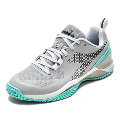 Diadora Women's Blushield Torneo 2 All Ground Tennis Shoe In Silver Dd/black/aruba Blue In Multi