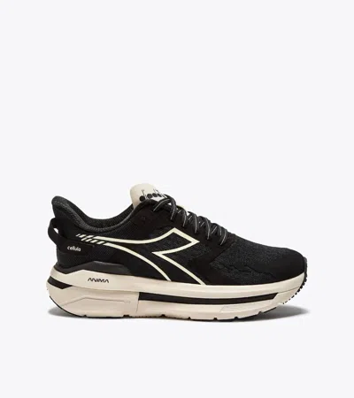 DIADORA WOMEN'S CELLULA RUNNING SHOES IN BLACK WHISPER WHITE