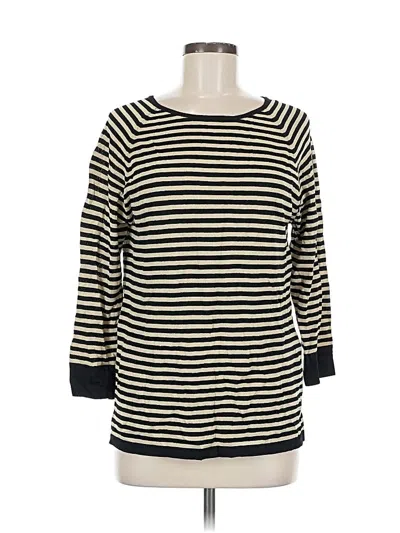 Pre-owned Dialogue 3/4 Sleeve Top Black Boatneck Tops