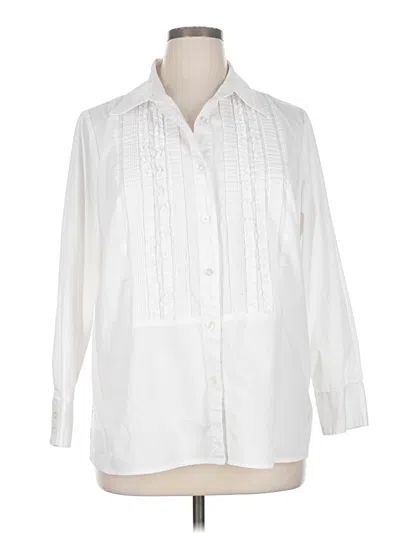 Pre-owned Dialogue Long Sleeve Polo Shirt In White