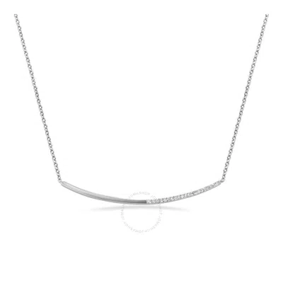 Diamanti Per Tutti Ladies Silver Linea Micropave Curved Bar Necklace In Silver Tone