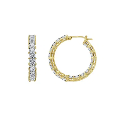 Diamonbliss Women's 1.8 Inch Princess Cut In-out Hoop Earrings - Yellow