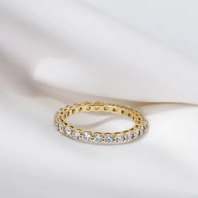 Diamonbliss Women's 2.5mm Round Cut Eternity Ring - Yellow