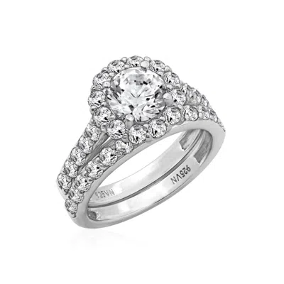 Diamonbliss Women's 2.9 Carats Round Cut Halo Wedding Set - White