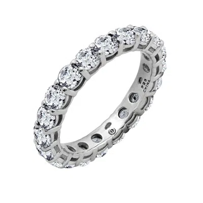 Diamonbliss Women's 3.5mm Round Cut Prong Set Eternity Ring - White