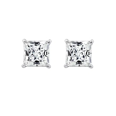Diamonbliss Women's 5mm Princess Cut Solitaire Stud Earrings - White