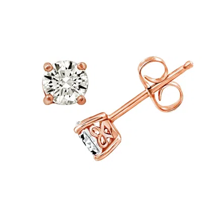 Diamonbliss Women's 5mm Round Cut Solitaire Stud Earrings - Rose Gold