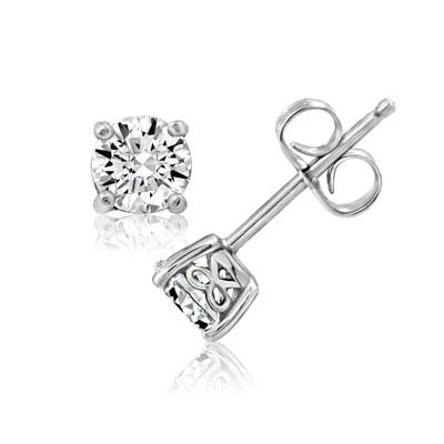 Diamonbliss Women's 5mm Round Cut Solitaire Stud Earrings - White