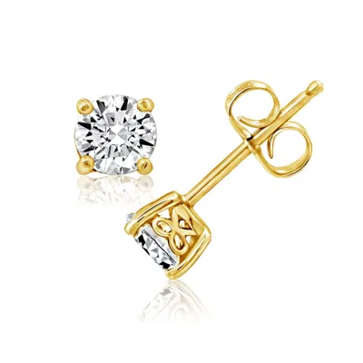 Diamonbliss Women's 5mm Round Cut Solitaire Stud Earrings - Yellow
