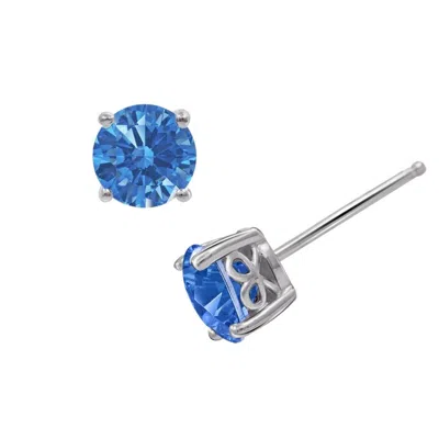 Diamonbliss Women's 6.25mm Round Cut Solitaire Stud Earrings - Blue