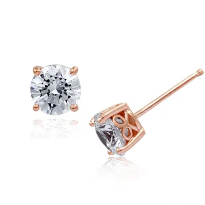 Diamonbliss Women's 6.25mm Round Cut Solitaire Stud Earrings - Rose Gold