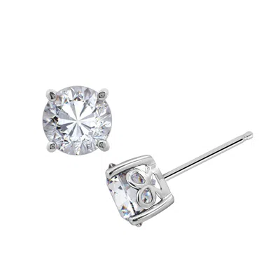 Diamonbliss Women's 6.25mm Round Cut Solitaire Stud Earrings - White
