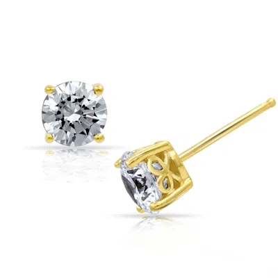Diamonbliss Women's 6.25mm Round Cut Solitaire Stud Earrings - Yellow