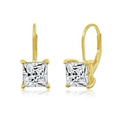 Diamonbliss Women's 6.5mm Princess Cut Solitaire Leverback Earrings - Yellow