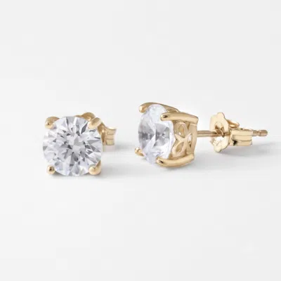 Diamonbliss Women's 7mm Round Cut Solitaire Stud Earrings - Gold