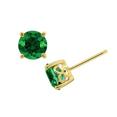 Diamonbliss Women's 7mm Round Cut Solitaire Stud Earrings - Green