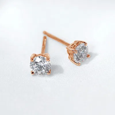 Diamonbliss Women's 7mm Round Cut Solitaire Stud Earrings - Rose Gold