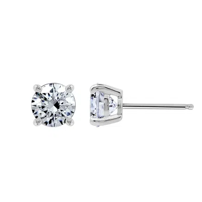 Diamonbliss Women's 7mm Round Cut Solitaire Stud Earrings - White