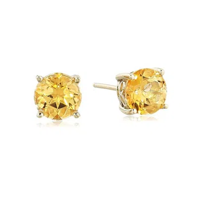Diamonbliss Women's 7mm Round Cut Solitaire Stud Earrings - Yellow