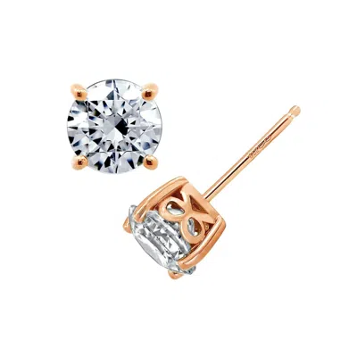 Diamonbliss Women's 8mm Round Cut Solitaire Stud Earrings - Rose Gold