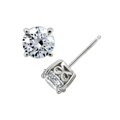 Diamonbliss Women's 8mm Round Cut Solitaire Stud Earrings - White