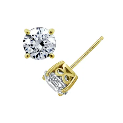 Diamonbliss Women's 8mm Round Cut Solitaire Stud Earrings - Yellow