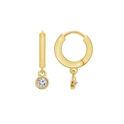 Diamonbliss Women's Bezel Set Dangle Hoop Earrings, Yellow In Gold