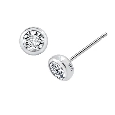 Diamonbliss Women's Bezel Stud Earrings - White In Metallic