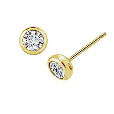 Diamonbliss Women's  Bezel Stud Earrings, Yellow Gold In Brown