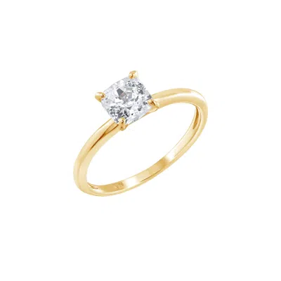 Diamonbliss Women's  Embellished Swarovski Stone Yellow Gold Plated Sterling Silver Solitaire Princes