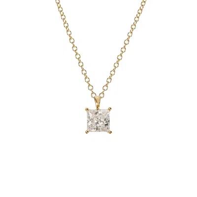 Diamonbliss Women's  Embellished Swarovski Stone Yellow Gold Plated Sterling Silver Solitaire Princes