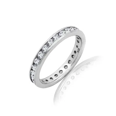 Diamonbliss Women's  Embellished With Swarovski Channel Setting One Carat Round  Cut Eternity Ring, W In White