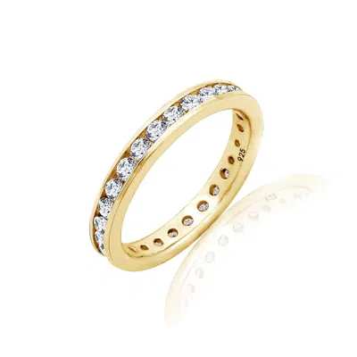 Diamonbliss Women's  Embellished With Swarovski Channel Setting One Carat Round Cut Eternity Ring, Ye In Yellow