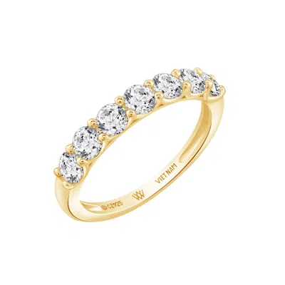 Diamonbliss Women's  Embellished With Swarovski One Carat Seven Stones Round Cut Ring, Yellow