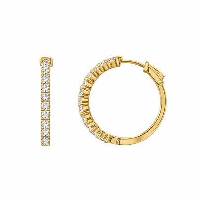 Diamonbliss Women's  Embellished With Swarovski Yellow Plated Hoop Earrings One And Half Inch