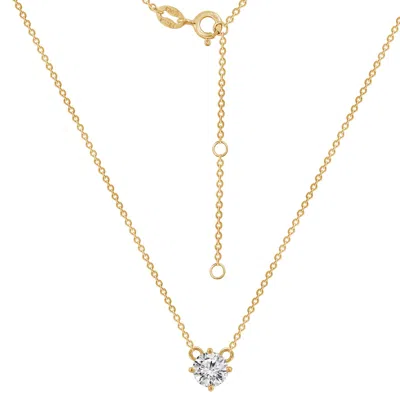 Diamonbliss Women's  Embellished With Swarovski Yellow Plated Round Cut Solitaire Pendant Necklace, O