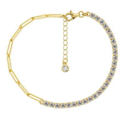 Diamonbliss Women's  Half & Half Tennis Bracelet, Yellow Gold
