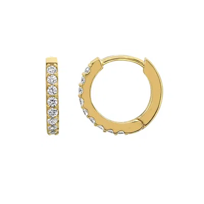 Diamonbliss Women's  Huggies Earrings With Swarovski, Half Carat, Yellow Gold Plated