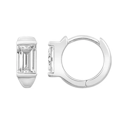 Diamonbliss Women's  Marilyn Monroe Solo Baguette Huggie Hoops - White
